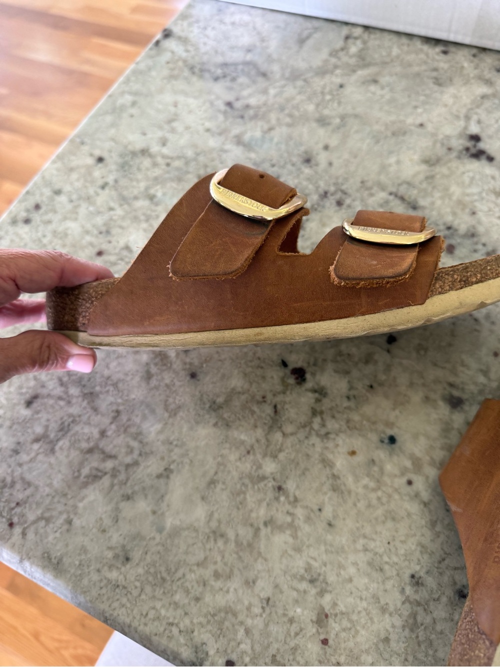 Birkenstock Tan Suede Two-Strap Sandal - Picture 6 of 8